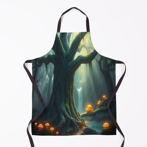 Item preview, Enchanted Forest Waterfall - Fantasy Mushroom Grove Art Print designed and sold by PunchDrop.