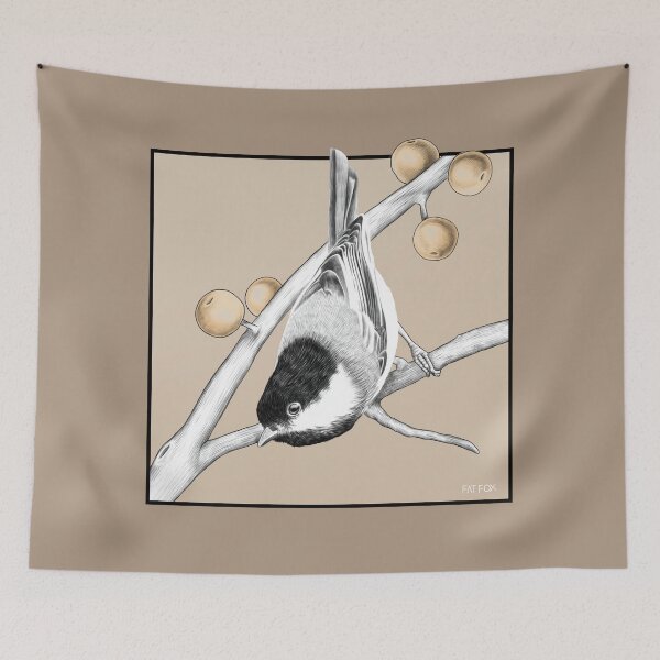 Item preview, Gentle Perch – Sand Tone Chickadee (square virsion) designed and sold by FatFoxStudio.