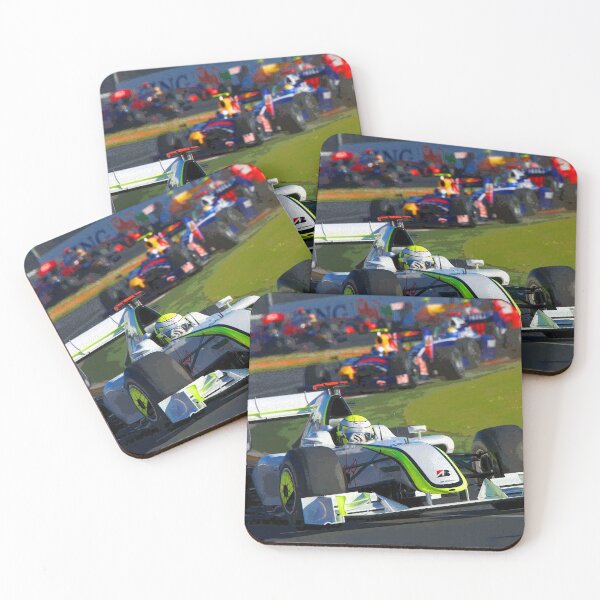 Item preview, Jenson Button racing his 2009 Brawn GP F1 race car in the lead abstract designed and sold by Rodissimus1984.