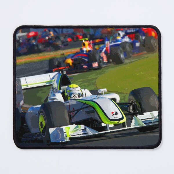 Item preview, Jenson Button racing his 2009 Brawn GP F1 race car in the lead abstract designed and sold by Rodissimus1984.