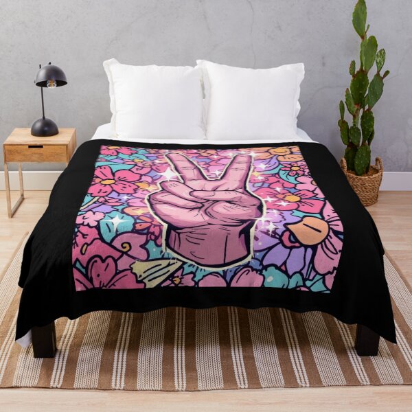 Item preview,  Peace Hand Sign Pop Cartoon Art  ver 2– Pastel Floral Zen Aesthetic designed and sold by CosmicNook1.