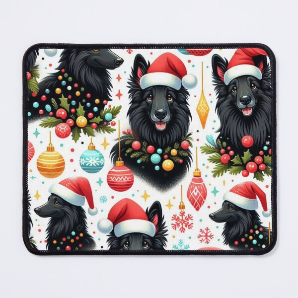 Item preview, Black Belgian Sheepdogs with Santa Hats designed and sold by Wags & Tails.