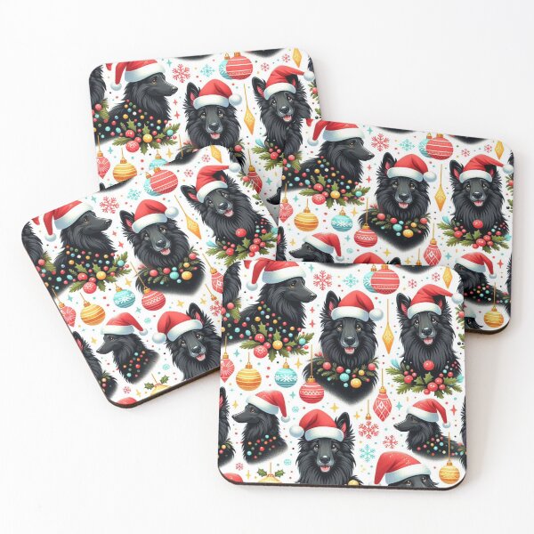 Item preview, Black Belgian Sheepdogs with Santa Hats designed and sold by Wags & Tails.