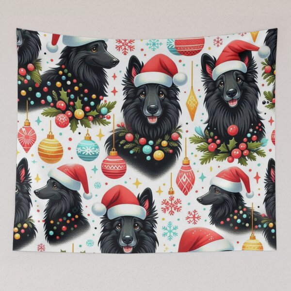 Item preview, Black Belgian Sheepdogs with Santa Hats designed and sold by Wags & Tails.