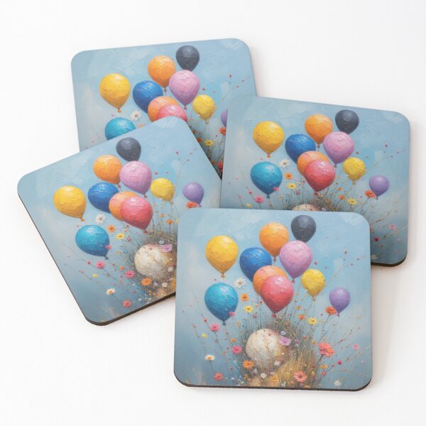Item preview, Colorful balloons over a flower meadow painting designed and sold by Mianku | Für das Leben.