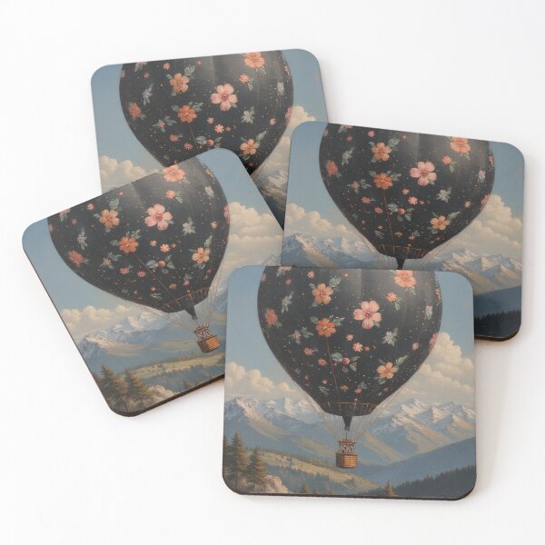 Item preview, Flower balloon over mountain landscape designed and sold by Mianku | Für das Leben.