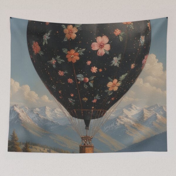 Item preview, Flower balloon over mountain landscape designed and sold by Mianku | Für das Leben.