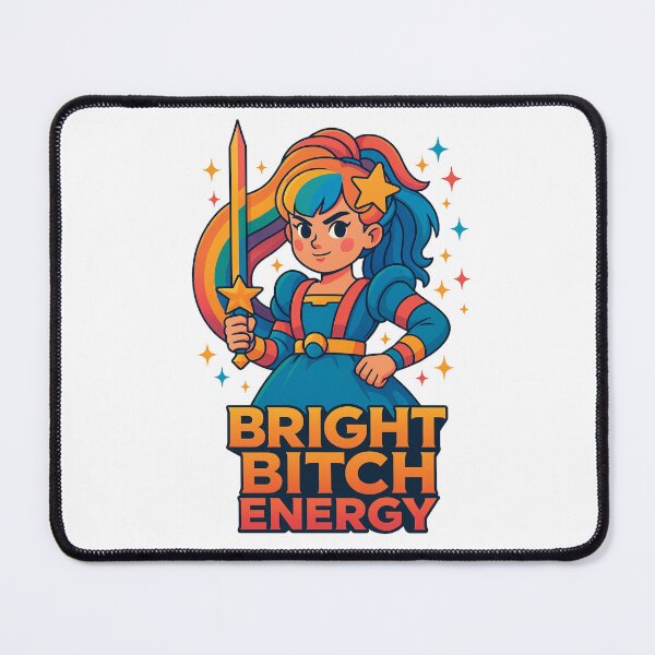 Item preview, Bright Bitch Energy – Retro Rainbow Warrior Girl designed and sold by FandomFunStudio.
