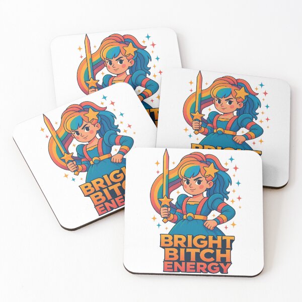 Item preview, Bright Bitch Energy – Retro Rainbow Warrior Girl designed and sold by FandomFunStudio.