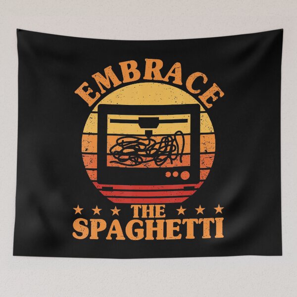 Item preview, Embrace The Spaghetti Retro 3D Printing Funny 3D Printer designed and sold by AntoinetteKris.