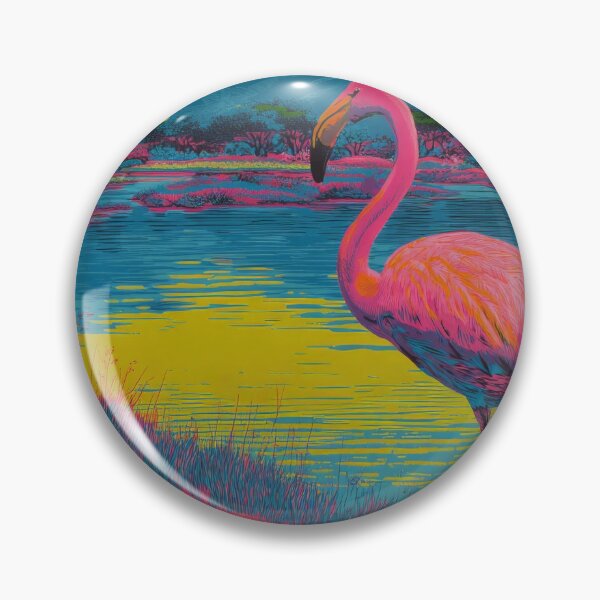Item preview, Kimura Flamingo Plains – Retro Vintage Landscape Poster Art designed and sold by JiFf-Reda.