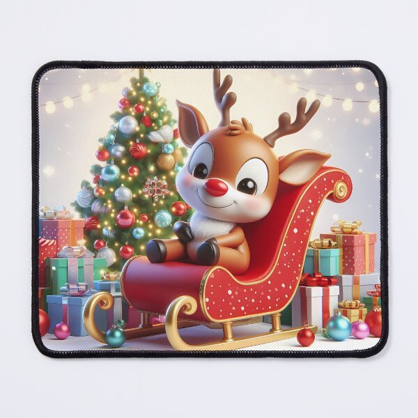 Item preview, Cute Christmas Reindeer on Red Sleigh designed and sold by Art-Arcade6.