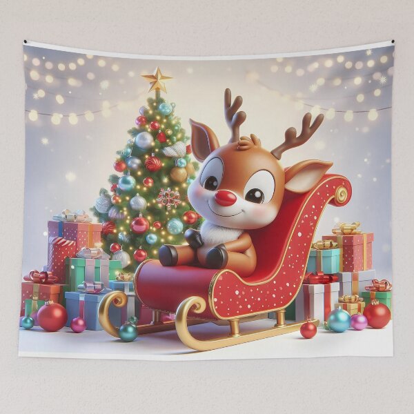 Item preview, Cute Christmas Reindeer on Red Sleigh designed and sold by Art-Arcade6.