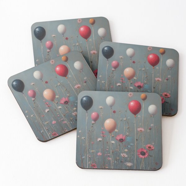 Item preview, Balloons and flowers in a field designed and sold by Mianku | Für das Leben.