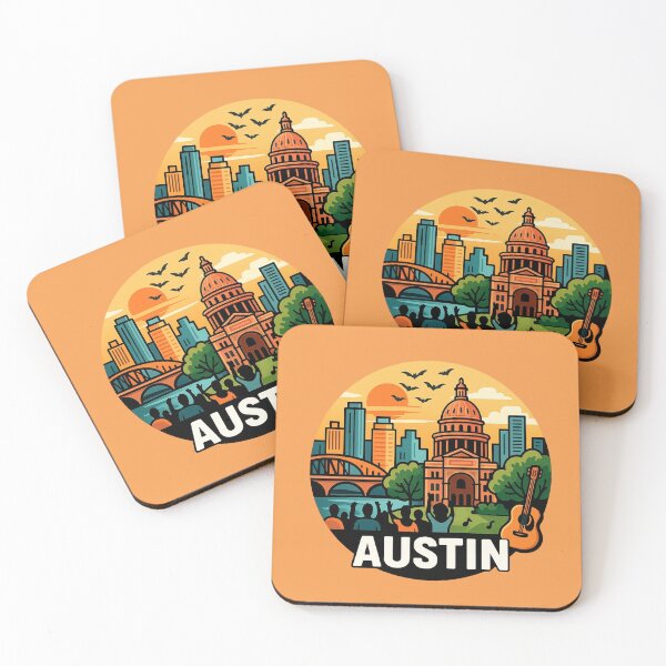 Item preview, Austin, Texas - Music City Skyline with Guitars & Texas Vibes designed and sold by Myra365Art.