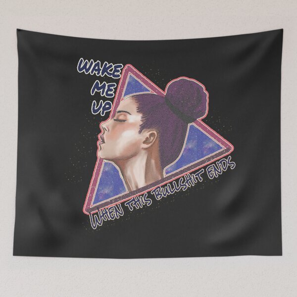 Item preview, Wake Me Up When This Ends – Apocalyptic Exhaustion Quote Art designed and sold by Kyradem.