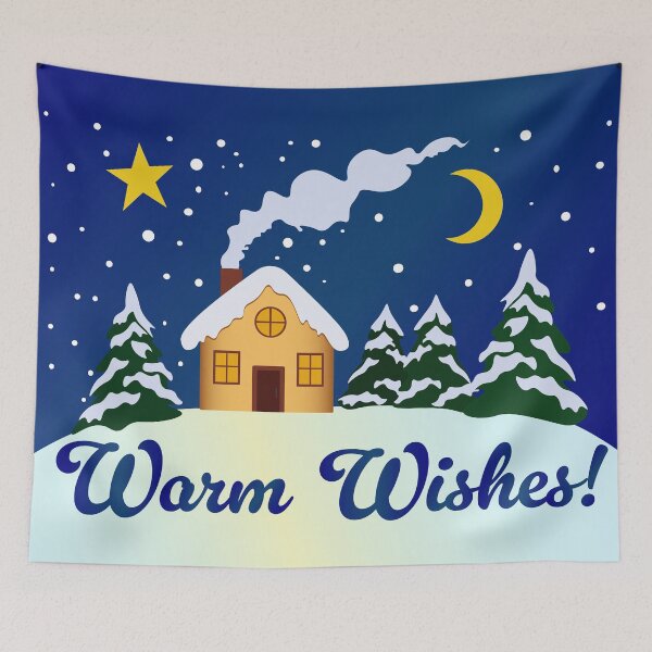 Item preview, House in the Christmas night forest designed and sold by lu-print-design.
