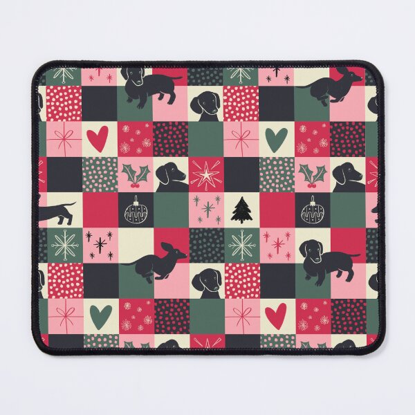 Item preview, Dachshund Christmas patchwork designed and sold by EmmaChristieArt.
