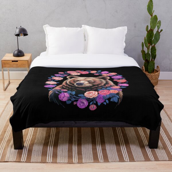 Item preview, Flower Bear Floral Animals Grizzly Bear Lover Nature Spring  designed and sold by InspiredFoul.