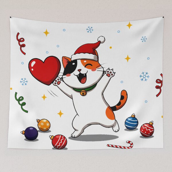 Item preview, Calico Cat with Heart – Whimsical Christmas Celebration Design designed and sold by meesub.
