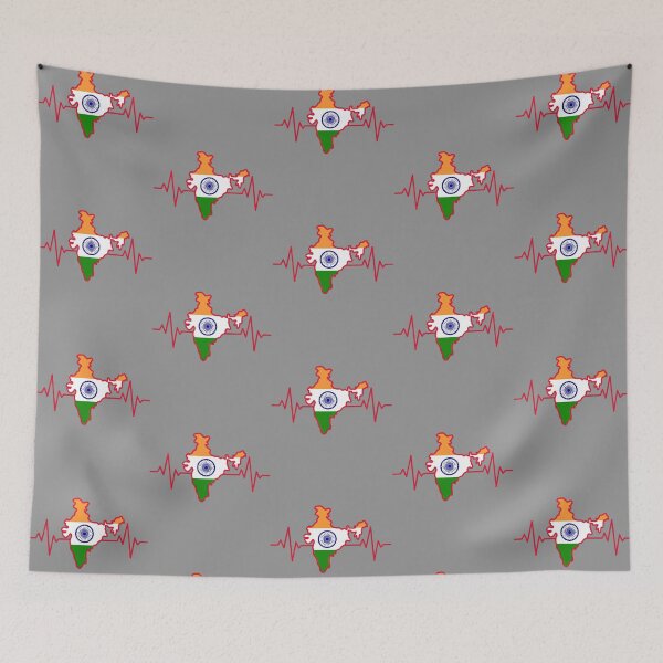 Item preview, Heartbeat of India – Tricolor Map Pulse Art designed and sold by mashmosh.