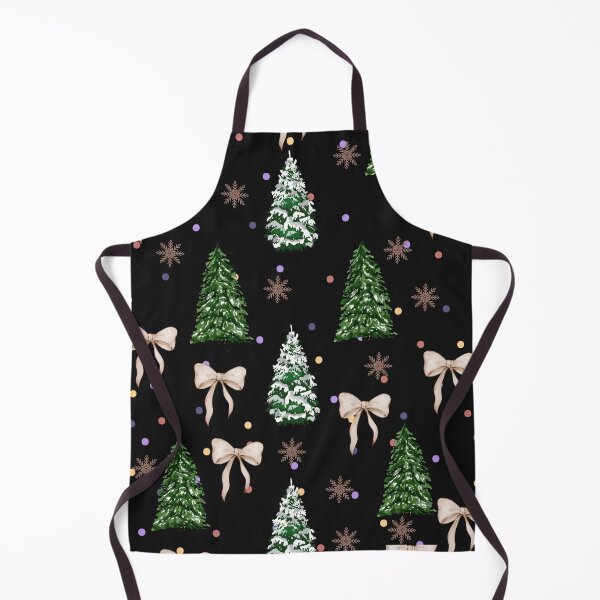 Item preview, Watercolor Christmas Tree Snowflake Ribbon Black Background Pattern designed and sold by tarzbol.
