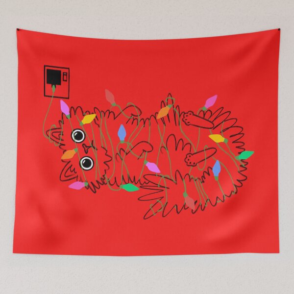 Item preview, Christmas Tangle Cat (black) designed and sold by EmmaChristieArt.