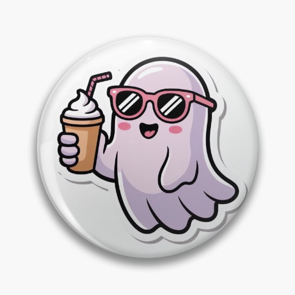 Item preview, Cute Spooky Ghost Drinking Iced Coffee - Pastel Goth Sticker designed and sold by Mysepdesign.