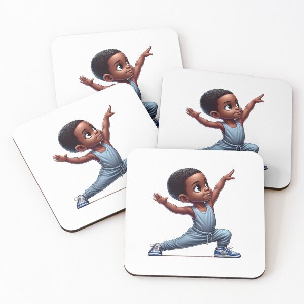 Item preview, Cute Black Boy Doing Yoga Pose – Adorable African American Kids Art designed and sold by Lulunza.