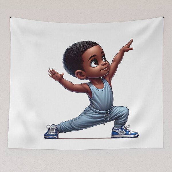 Item preview, Cute Black Boy Doing Yoga Pose – Adorable African American Kids Art designed and sold by Lulunza.