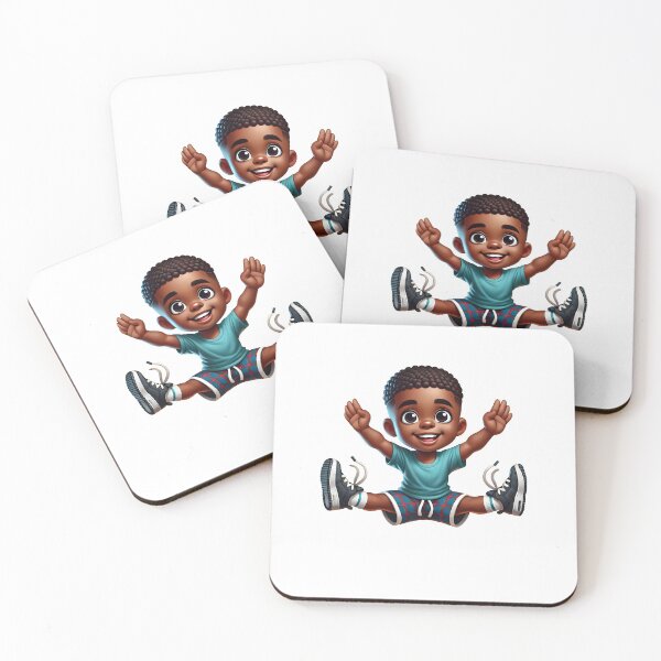 Item preview, Happy Jumping Black Boy – Cute African American Kids Illustration designed and sold by Lulunza.