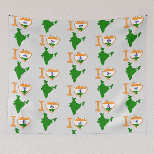 Item preview, I Love India – Tricolor Heart & Map Design designed and sold by mashmosh.