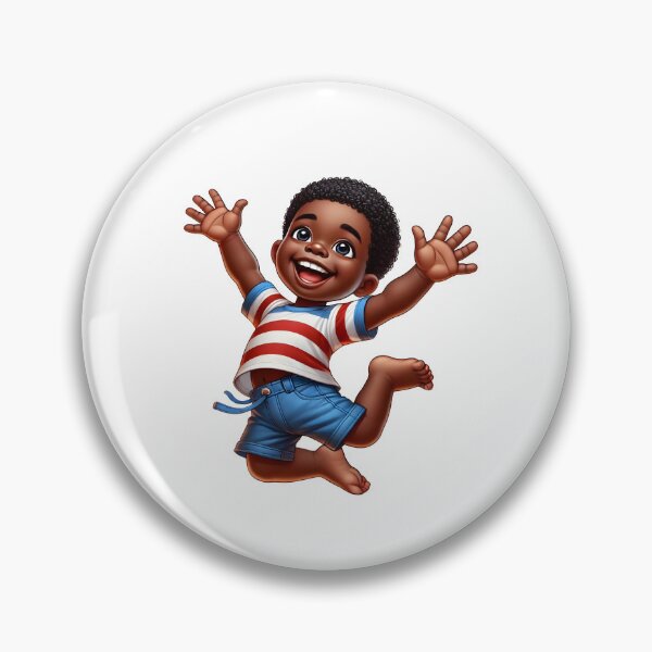 Item preview, Smiling Black Toddler Jumping – Cute Afro American Boy Art designed and sold by Lulunza.