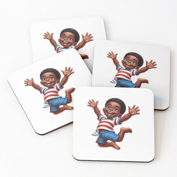 Item preview, Smiling Black Toddler Jumping – Cute Afro American Boy Art designed and sold by Lulunza.
