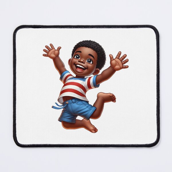 Item preview, Smiling Black Toddler Jumping – Cute Afro American Boy Art designed and sold by Lulunza.