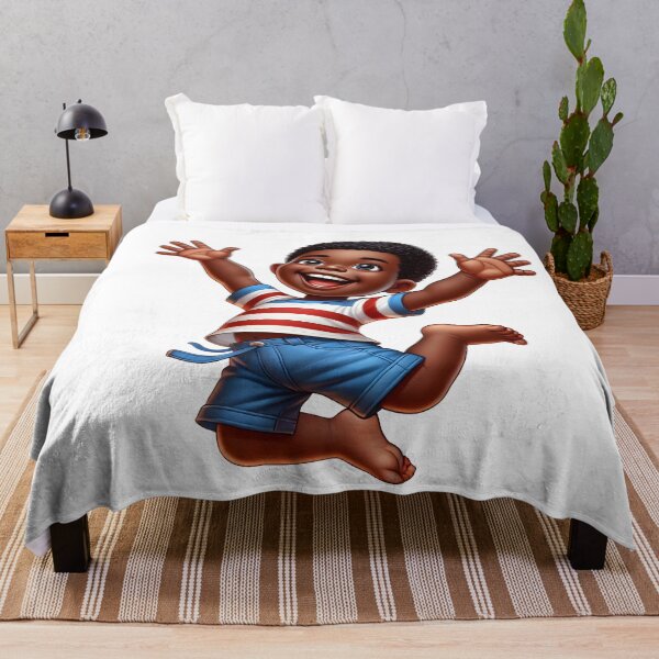 Item preview, Smiling Black Toddler Jumping – Cute Afro American Boy Art designed and sold by Lulunza.