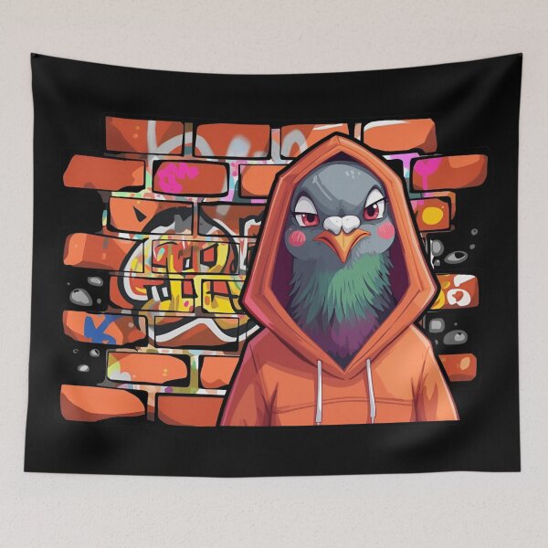 Item preview, Graffiti Pigeon – Urban Hoodie Bird on Brick Wall designed and sold by Ivy-Triggs.