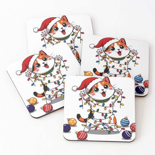 Item preview, Calico Cat Wrapped in Lights – Whimsical Christmas Celebration Design designed and sold by meesub.