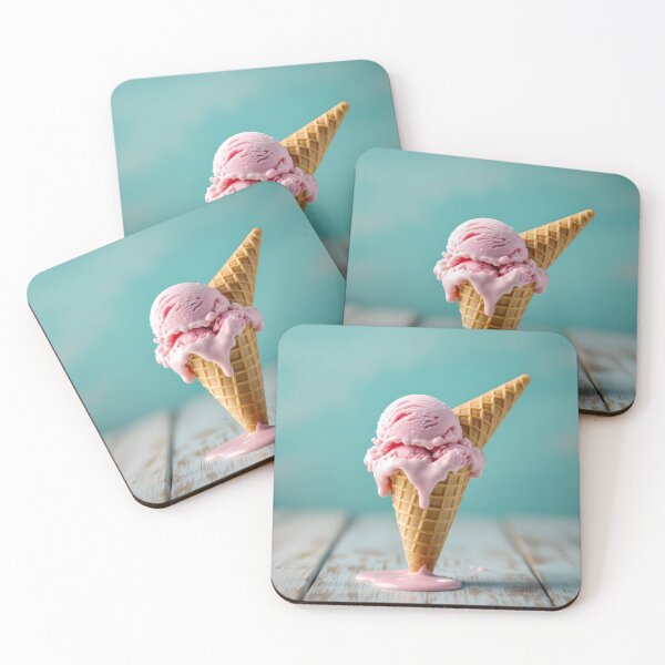 Item preview, melting pink ice cream with waffle cone designed and sold by JV.