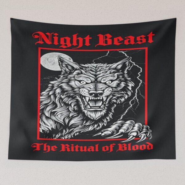Item preview, Night Beast – Gothic Werewolf Art with Ritual of Blood Quote for Horror Fans & Dark Fantasy Decor designed and sold by Bright Nest Studio.