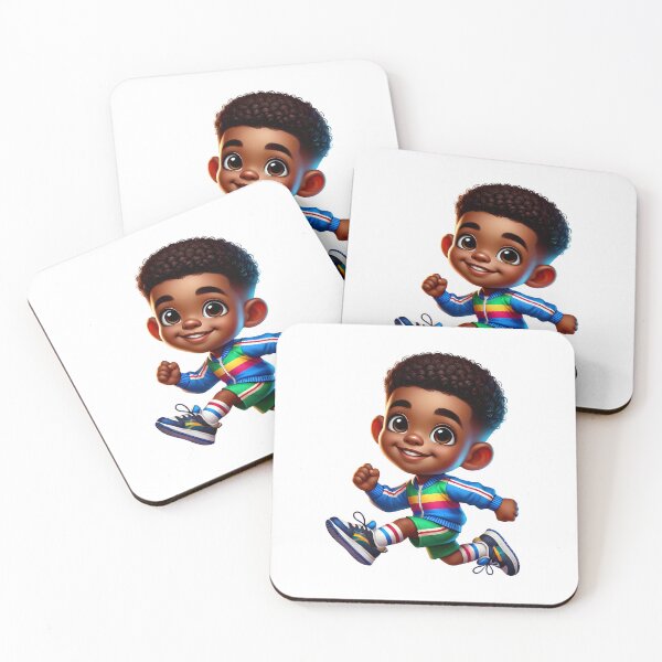Item preview, Running Black Boy Illustration – Cute African American Kids Art designed and sold by Lulunza.