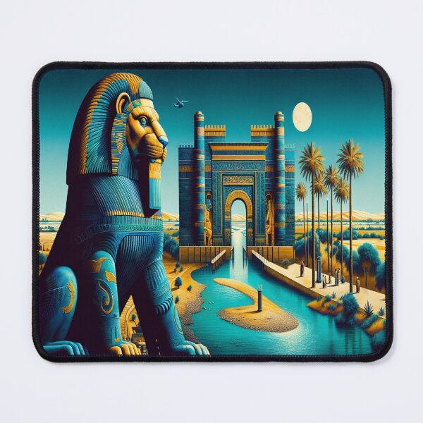 Item preview, Lion of Babylon, Ishtar Gate, Mesopotamia, palm tree, river, ancient civilization, cradle of human civilization designed and sold by Redbdon.