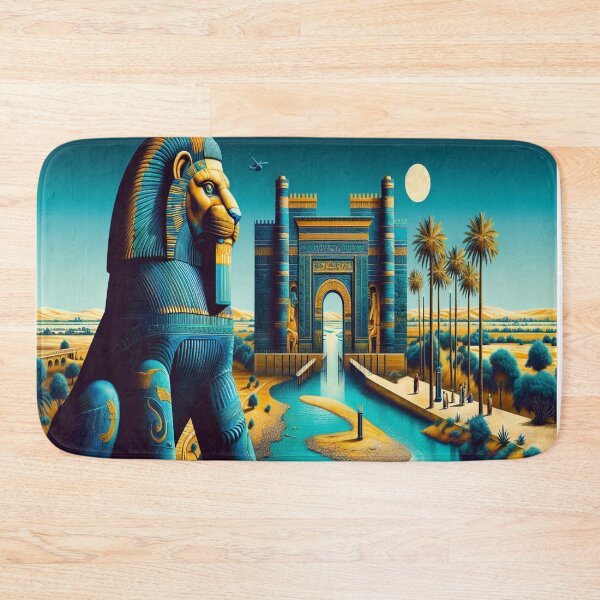 Item preview, Lion of Babylon, Ishtar Gate, Mesopotamia, palm tree, river, ancient civilization, cradle of human civilization designed and sold by Redbdon.