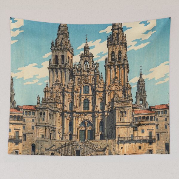 Item preview, Santiago de Compostela Cathedral Japanese Woodblock Print designed and sold by Takeda-art.