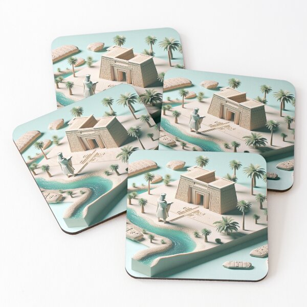 Item preview, Ishtar Gate, cuneiform tablets, Gilgamesh, Mesopotamia, palm tree, river, isometric designed and sold by Redbdon.