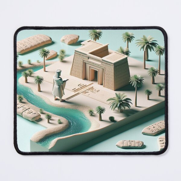 Item preview, Ishtar Gate, cuneiform tablets, Gilgamesh, Mesopotamia, palm tree, river, isometric designed and sold by Redbdon.