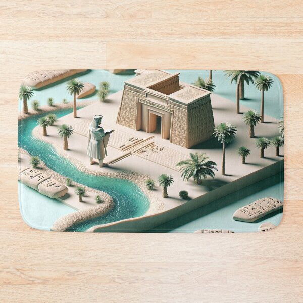Item preview, Ishtar Gate, cuneiform tablets, Gilgamesh, Mesopotamia, palm tree, river, isometric designed and sold by Redbdon.
