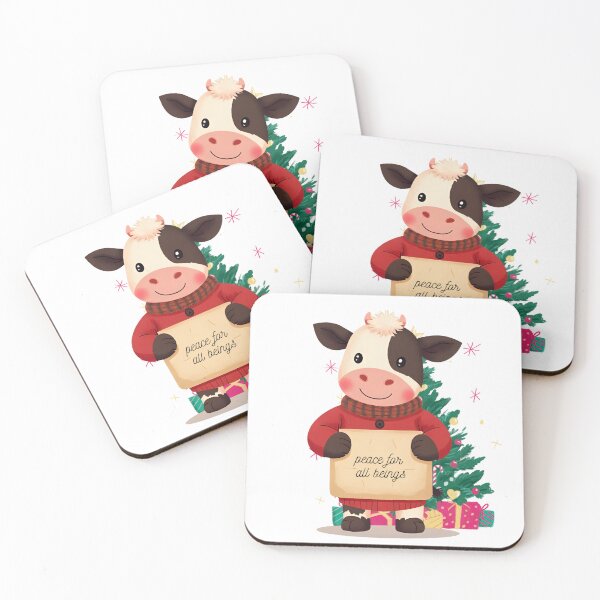 Item preview, Vegan Christmas Cow Peace Illustration designed and sold by Lina and the Rest.