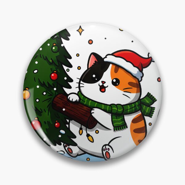 Item preview, Calico Cat Climbing Christmas Tree – Whimsical Holiday Mischief Design designed and sold by meesub.