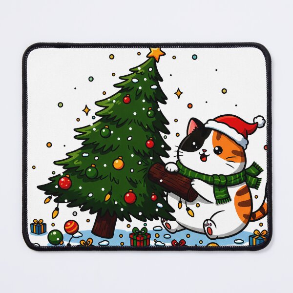 Item preview, Calico Cat Climbing Christmas Tree – Whimsical Holiday Mischief Design designed and sold by meesub.